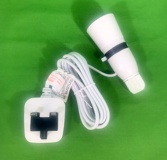 White Bottle Lamp Adaptor With Flex & Plug