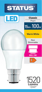 15 Watt BC LED equivalent to 100 watt Warm white