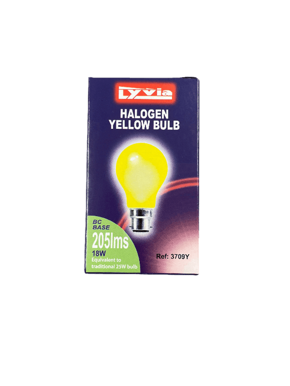 18 Watt Yellow BC Halogen GLS Bulb